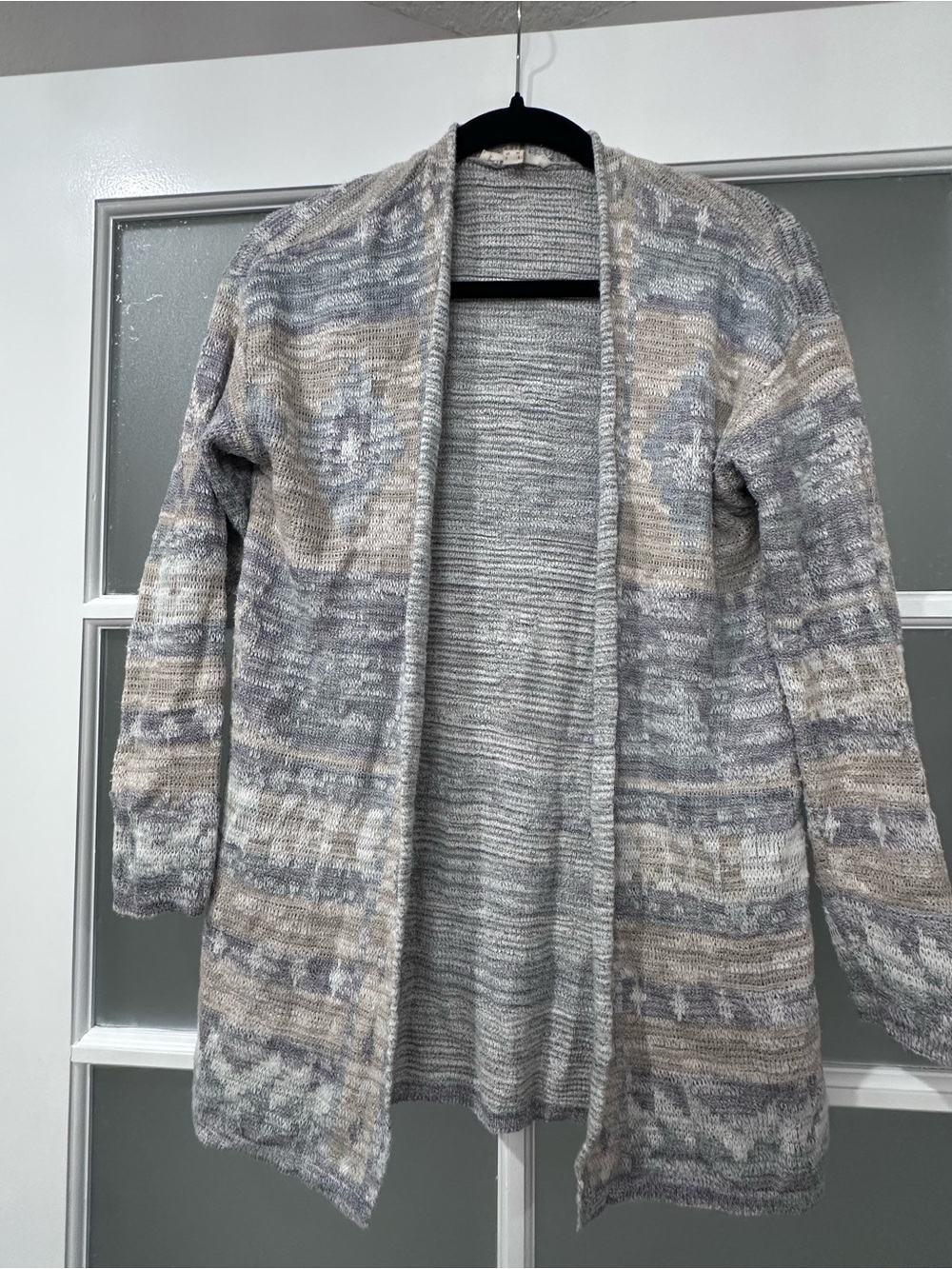 Esprit Open Front Marled Knit Cardigan Sweater Gray Beige Women’s XS